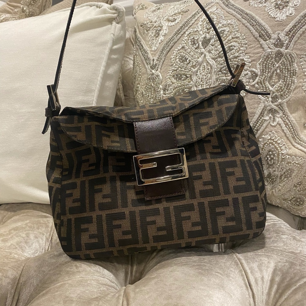 🖤🤎Fendi Zucca Mama Baguette Double flat 🤎🖤 - Picture 1 of 14